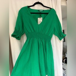 Zara Emerald green cinched waist dress